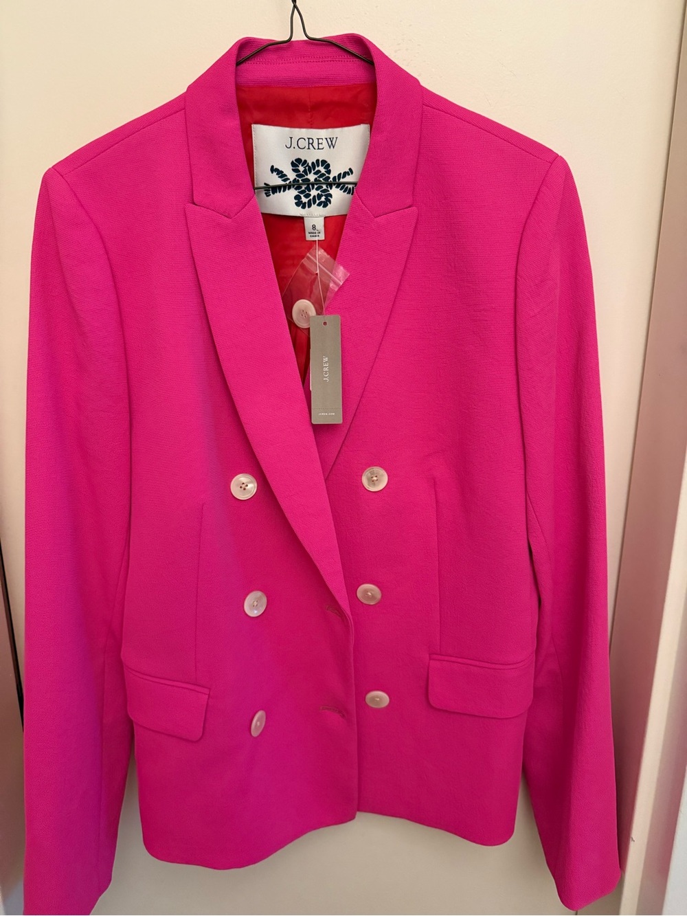 J. Crew Double-Breasted Hot Pink Blazer - Picture 4 of 7